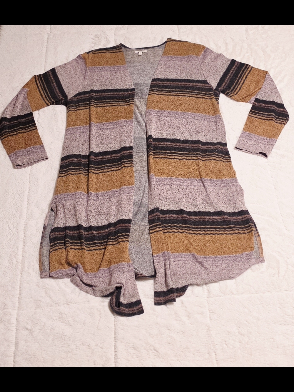 Maurices Striped Open Cardigan in Pink, Brown & Black (o1-51)